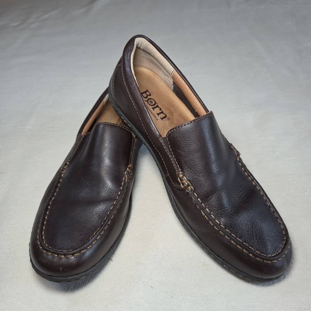 BØRN Brompton Shoes Mens 11 Brown Leather Slip On Loafers Casual Comfort